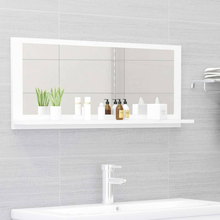 VXL White Chipboard Bathroom Mirror 90X10.5X37 Cm
