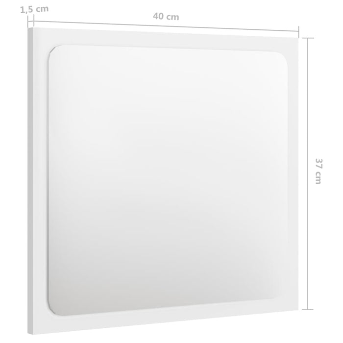 VXL Espejo De Baño Aglomerado Blanco Brillante 40X1,5X37 Cm
