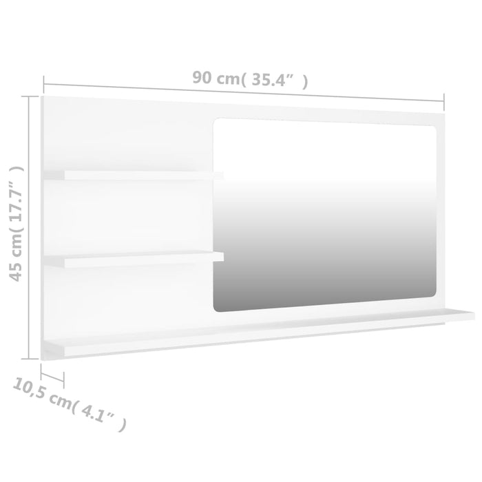 VXL White Chipboard Bathroom Mirror 90X10.5X45 Cm