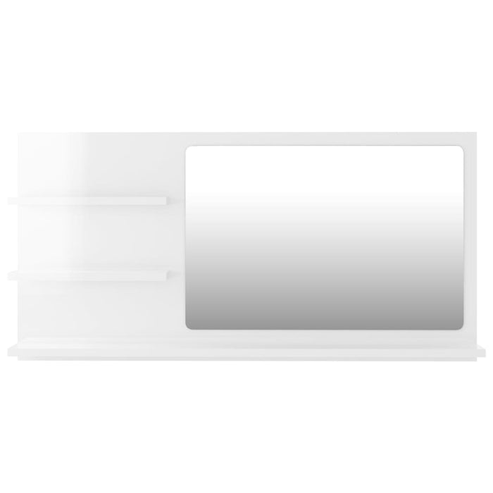 VXL Espejo De Baño Aglomerado Blanco Brillante 90X10,5X45 Cm