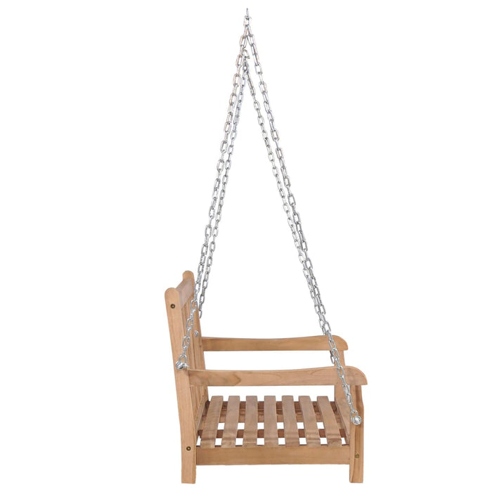 VXL Solid Teak Wood Swing Bench with Red Cushion 120 Cm