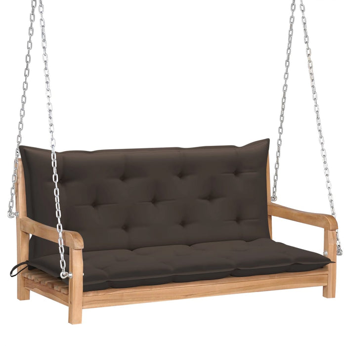 VXL Solid Teak Wood Swing Bench with Taupe Gray Cushion 120Cm