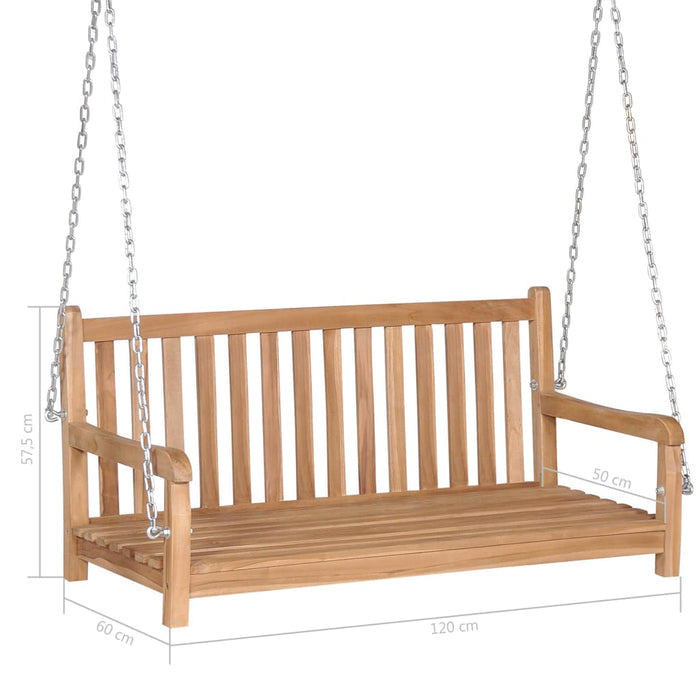 VXL Solid Teak Wood Swing Bench with Taupe Gray Cushion 120Cm