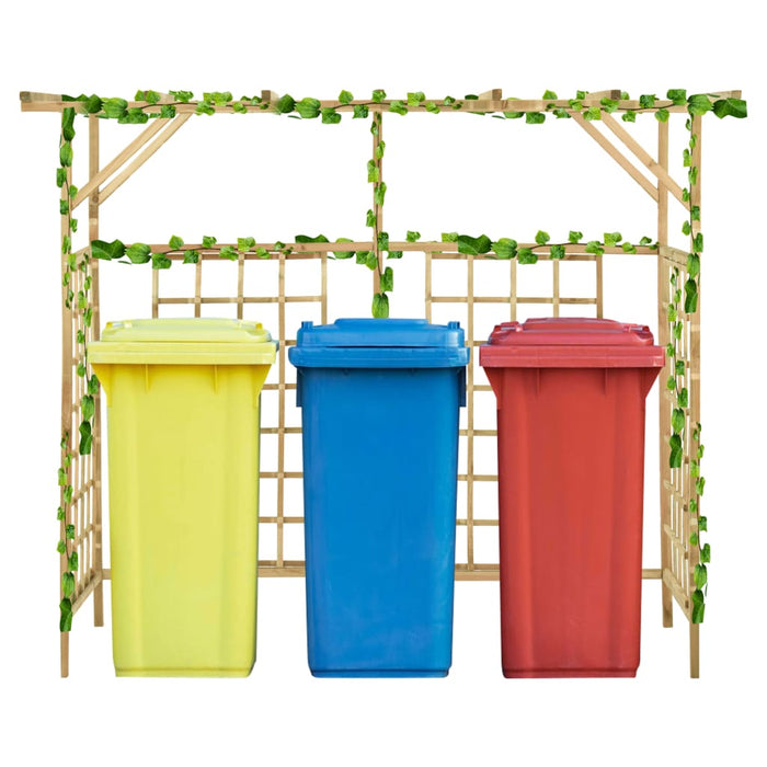 VXL Garden Pergola for 3 Trash Cans Impregnated Pine Wood