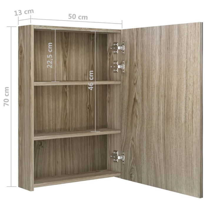 VXL Bathroom Cabinet with Mirror and Led Oak Color 50X13X70 Cm
