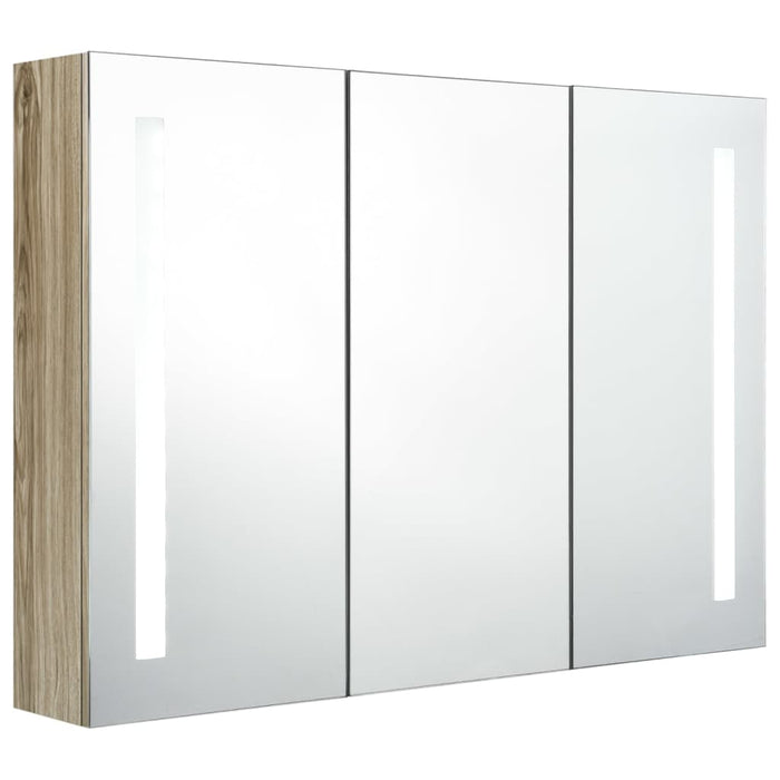 VXL Bathroom Cabinet With Mirror And Led 89X14X62 Cm Oak