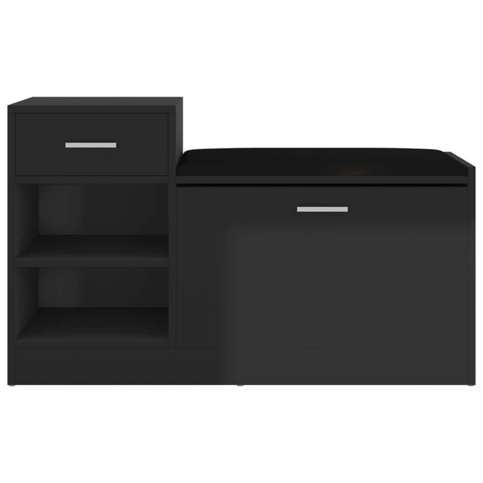 VXL glossy black chipboard shoe bench 94.5x31x57 cm
