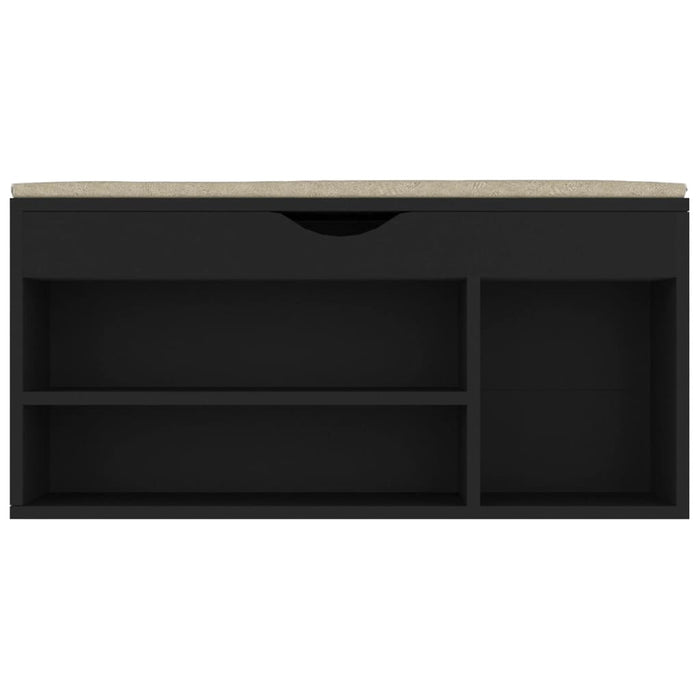 VXL Shoe bench with black chipboard cushion 104x30x49 cm