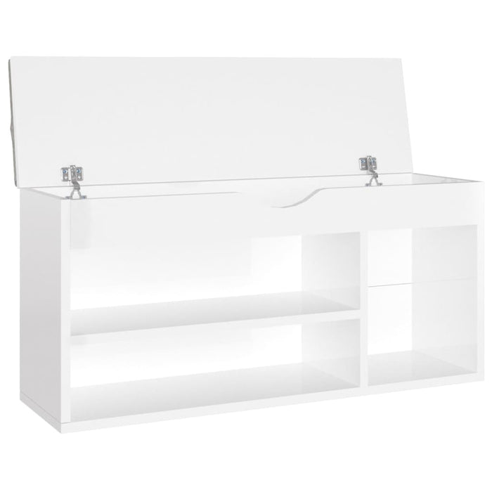 VXL Shoe bench with glossy white chipboard cushion 104x30x49 cm