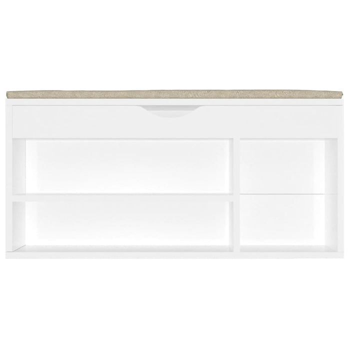 VXL Shoe bench with glossy white chipboard cushion 104x30x49 cm