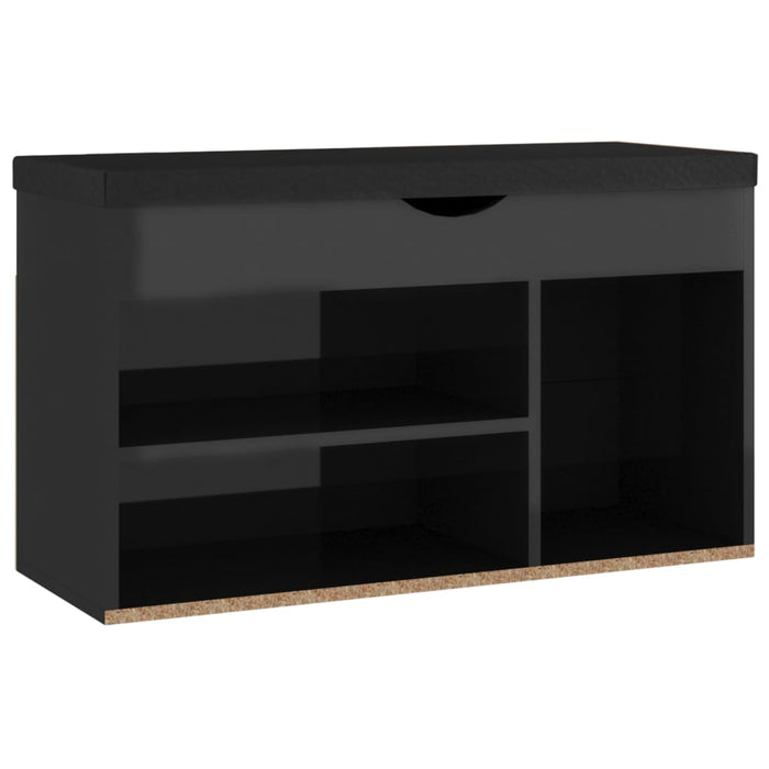 VXL Shoe bench with glossy black chipboard cushion 80x30x47 cm
