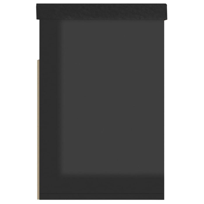 VXL Banco zapatero con cojín aglomerado negro brillo 80x30x47 cm