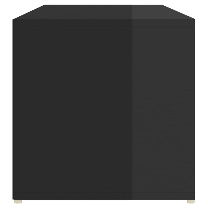 VXL Banco zapatero de aglomerado negro brillante 105x35x35 cm