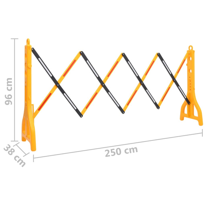VXL Folding Traffic Barrier Yellow and Black 250X38X96 Cm
