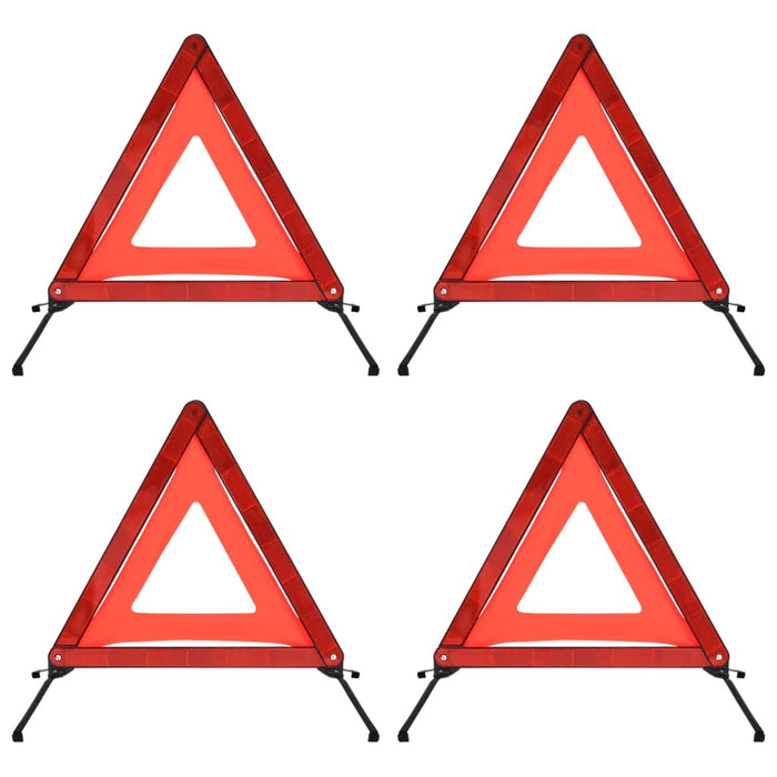 VXL Triángulos De Advertencia De Tráfico 4 Uds Rojo 75X75X100 Cm