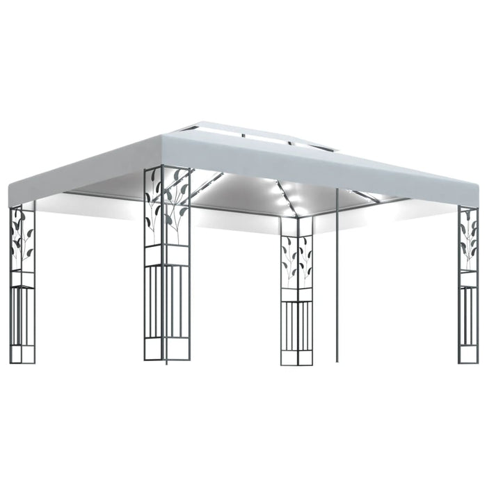 VXL Gazebo With Double Roof And Light Strip White 3X4 M