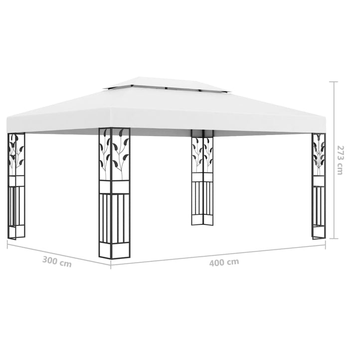 VXL Gazebo With Double Roof And Light Strip White 3X4 M