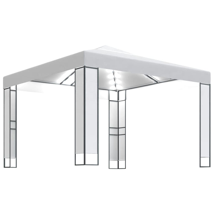 VXL Gazebo With Double Roof And Light Strip White 3X3 M