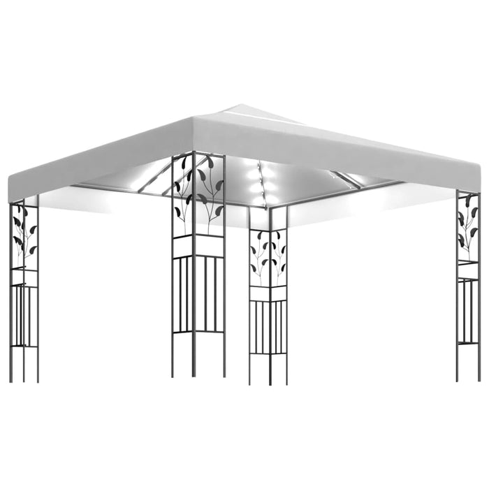 VXL Garden Gazebo Tent with Strip Lights 3X3 M White 180 G/M²