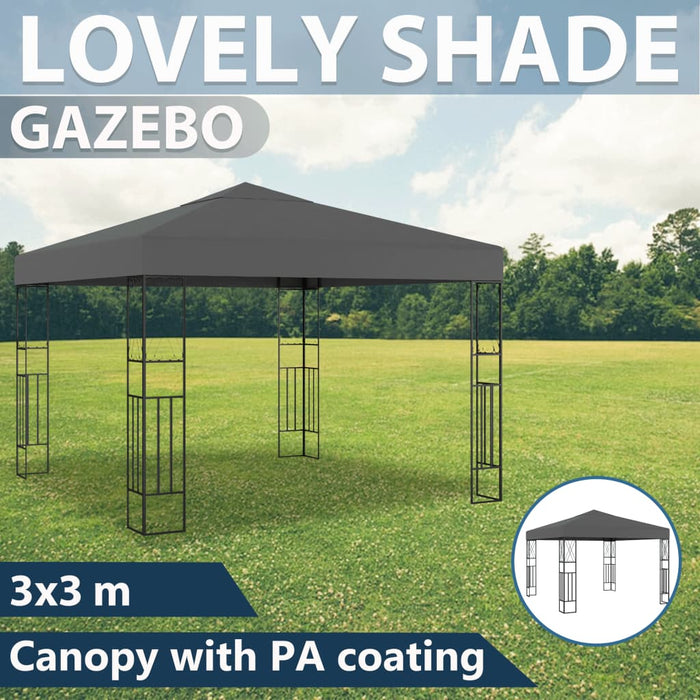 VXL Gazebo With String Lights 3X3 M Anthracite Gray Fabric
