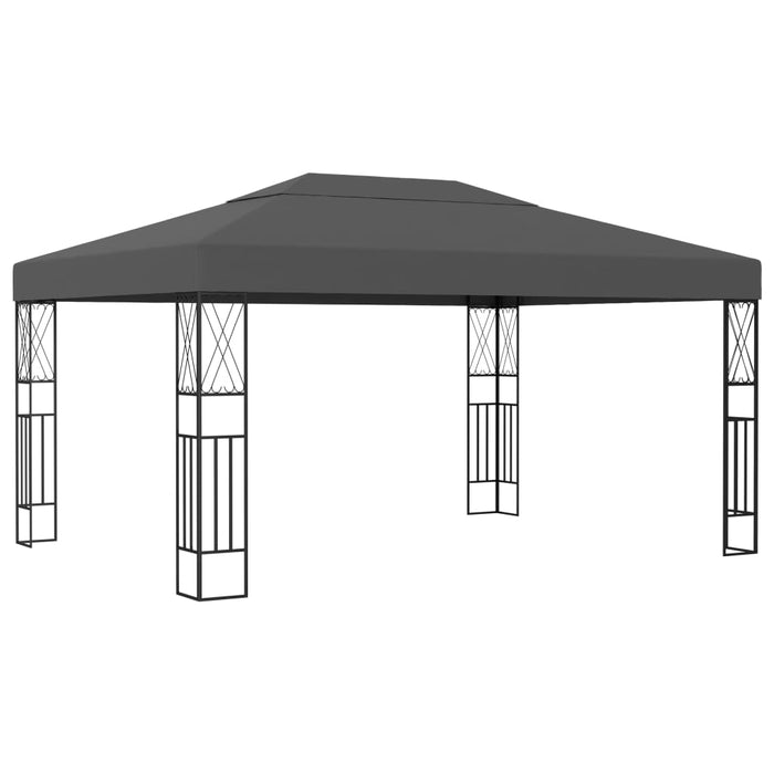 VXL Gazebo With String Lights 3X4 M Anthracite Gray Fabric