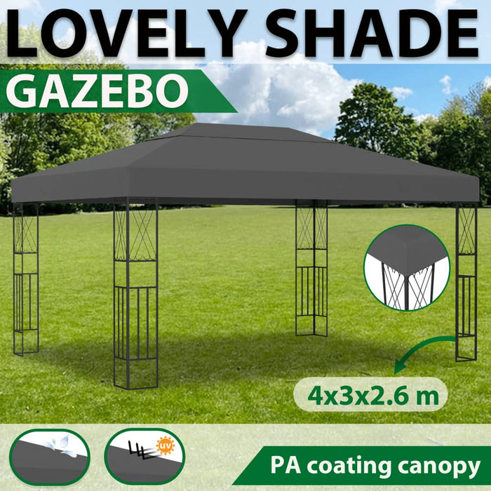 VXL Gazebo With String Lights 3X4 M Anthracite Gray Fabric