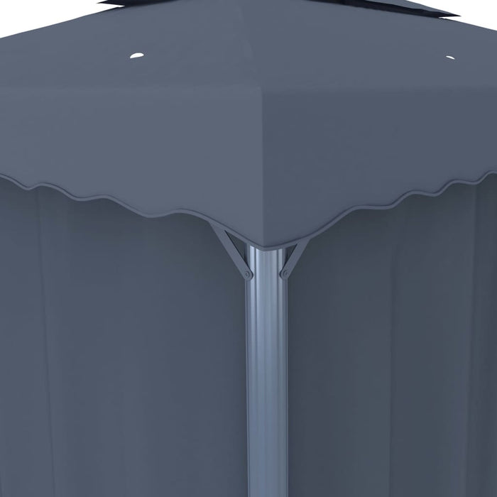 VXL Gazebo With Curtain And Strip Of Lights Anthracite Aluminum 3X3 M