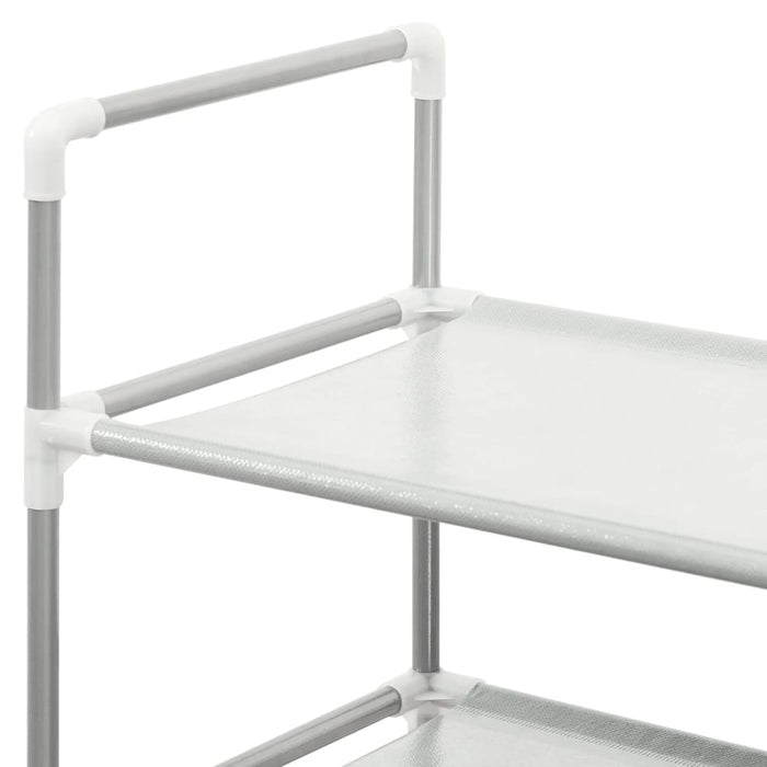VXL Shoe rack with 8 metal shelves and silver non-woven textile