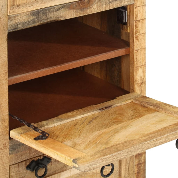 VXL 4-Shelf Shoe Rack with Drawer Solid Rough Mango Wood