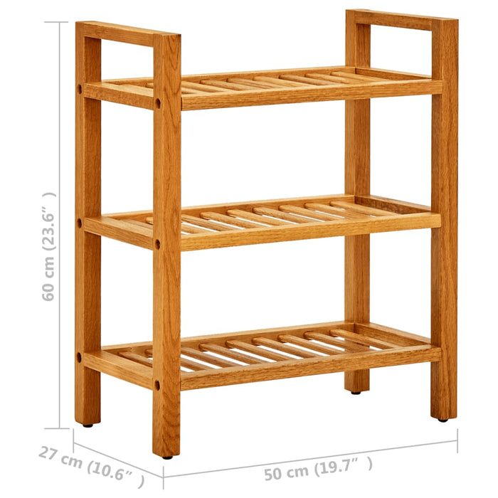 VXL Zapatero con 3 estantes madera maciza de roble 50x27x60 cm