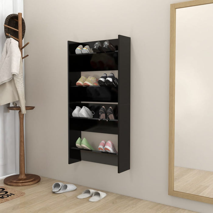 VXL Wall shoe cabinets 2 units black chipboard 60x18x60cm