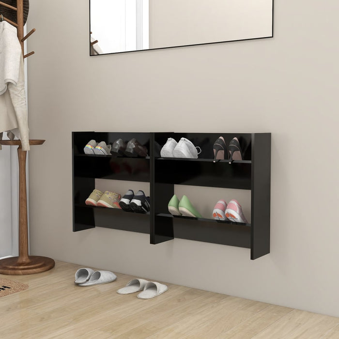 VXL Wall shoe cabinets 2 units black chipboard 60x18x60cm