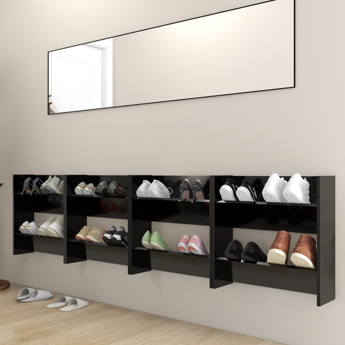 VXL Wall shoe cabinets 4 units black chipboard 60x18x60cm