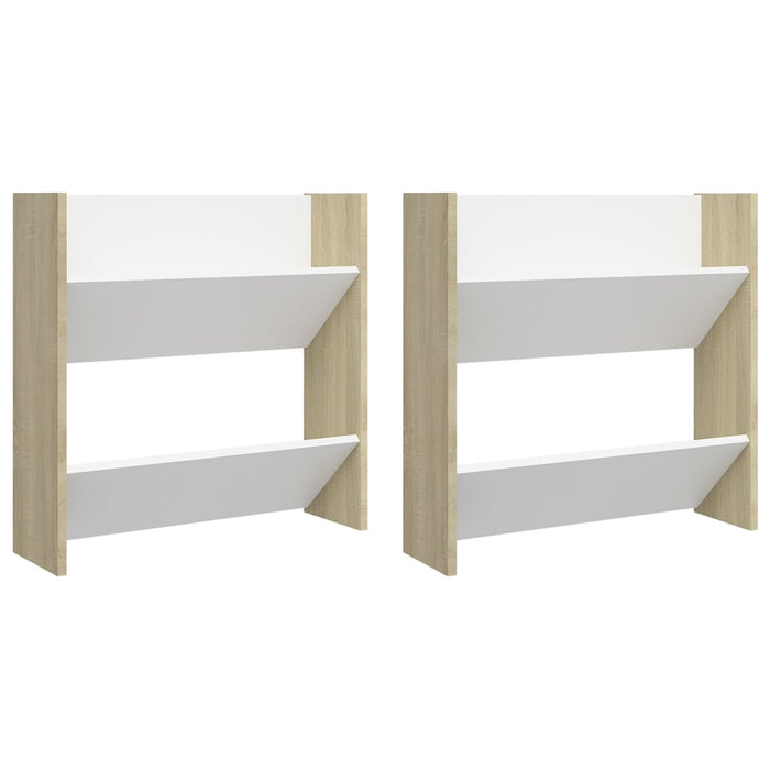 VXL Wall shoe rack 2 units white Sonoma oak chipboard 60x18x60cm