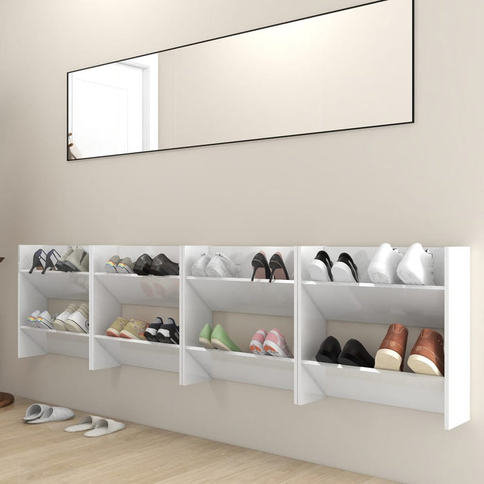 VXL Wall shoe rack 4 pcs glossy white chipboard 60x18x60 cm