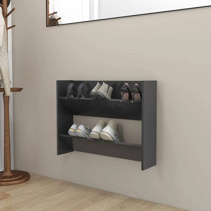 VXL Gray chipboard wall-mounted shoe cabinet 80x18x60 cm