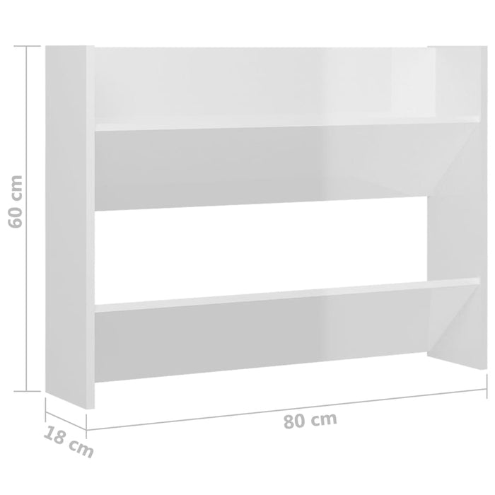 VXL Zapatero de pared de aglomerado blanco brillante 80x18x60 cm