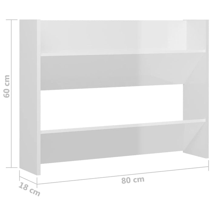 VXL Zapatero de pared 2 uds blanco brillante aglomerado 80x18x60 cm