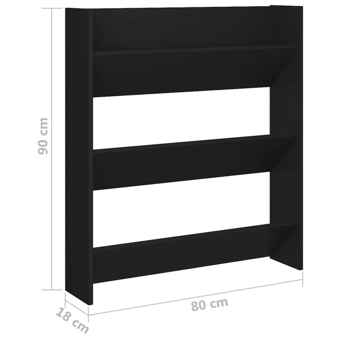 VXL Black chipboard wall shoe rack 80x18x90 cm