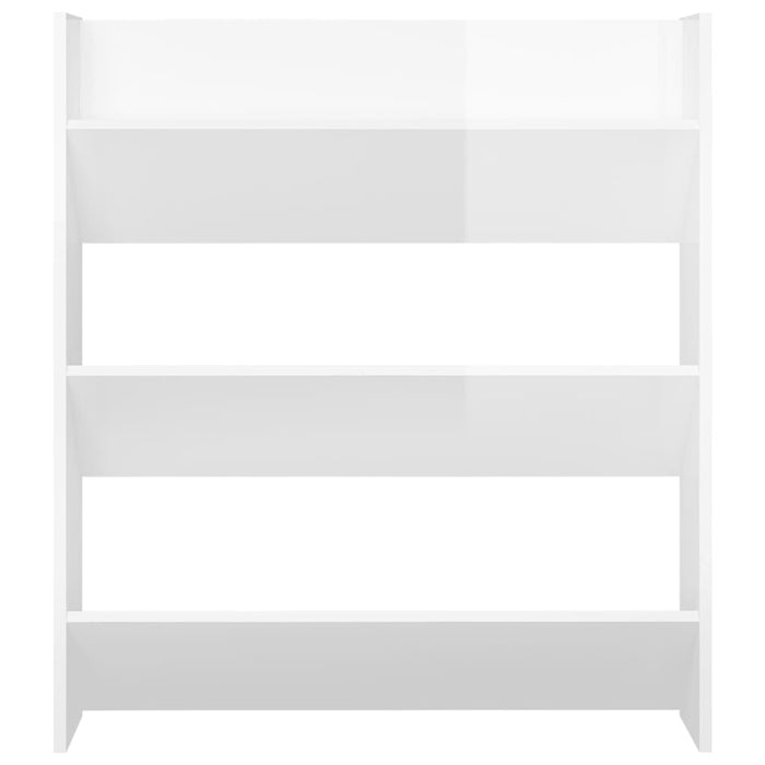VXL Glossy white chipboard wall shoe rack 80x18x90 cm