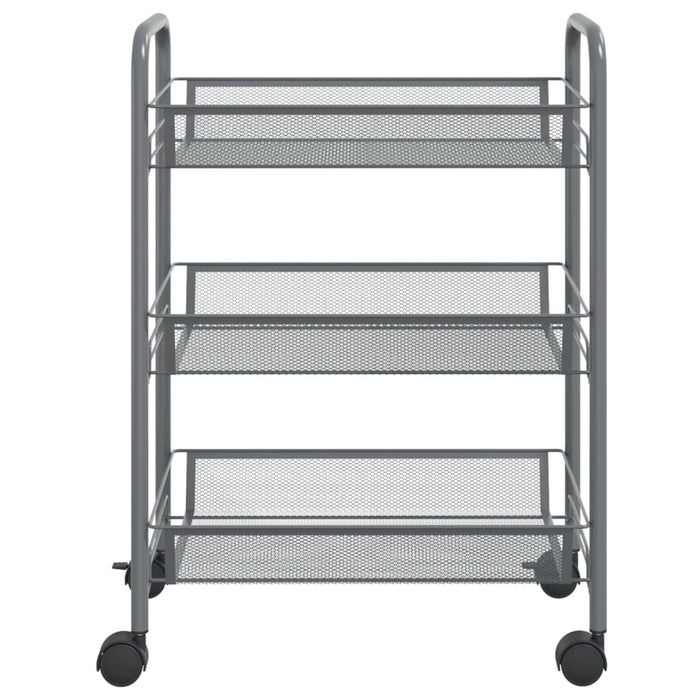 VXL Kitchen trolley 3 levels gray iron 46x26x64 cm