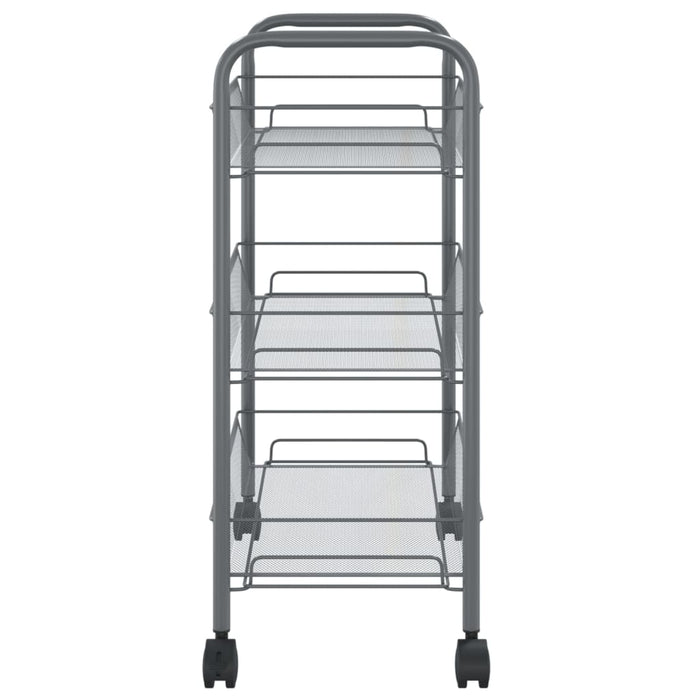 VXL Kitchen trolley 3 levels gray iron 46x26x64 cm