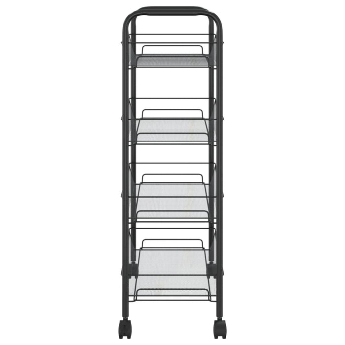 VXL Kitchen trolley 4 levels black iron 46x26x85 cm