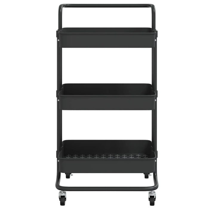 VXL Kitchen trolley 3 levels iron and ABS black 42x25x83.5 cm