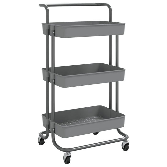 VXL Kitchen trolley 3 levels iron and ABS gray 42x25x83.5 cm