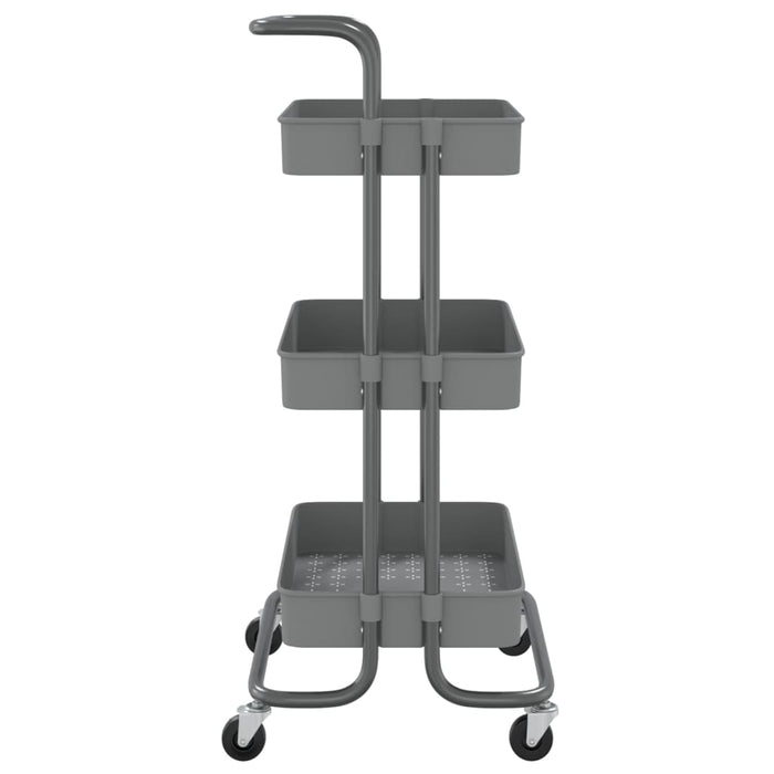 VXL Kitchen trolley 3 levels iron and ABS gray 42x25x83.5 cm