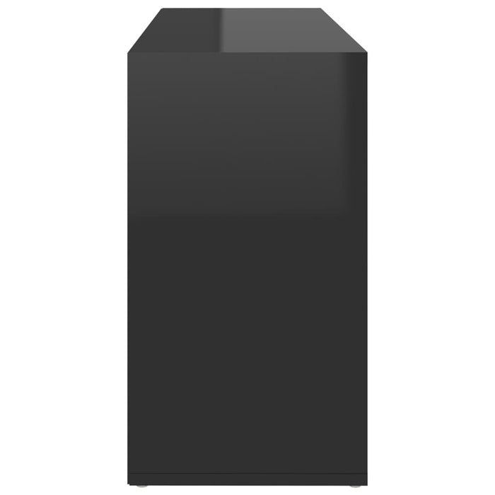 VXL Banco zapatero de aglomerado negro con brillo 103x30x54,5 cm