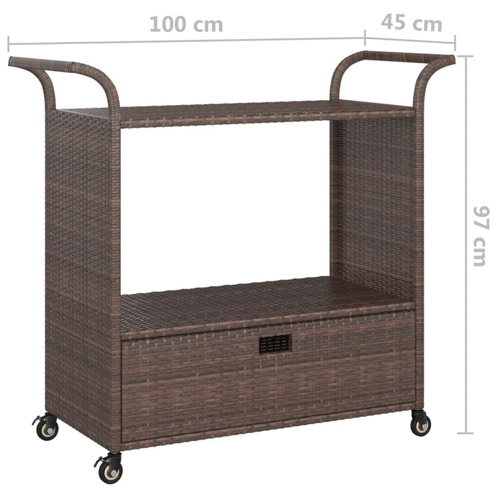 VXL Bar cart with drawer brown synthetic rattan 100x45x97 cm