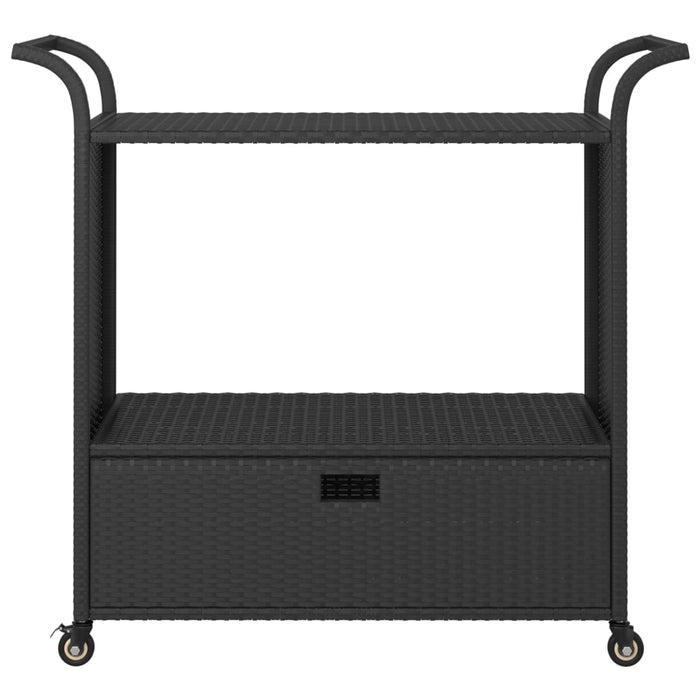 VXL Bar cart with drawer black synthetic rattan 100x45x97 cm