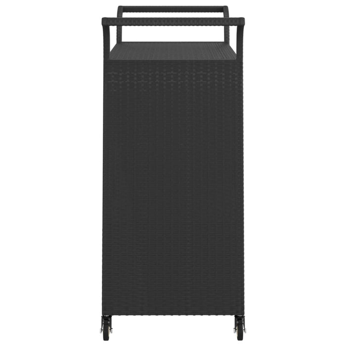 VXL Carrito de bar con cajón ratán sintético negro 100x45x97 cm